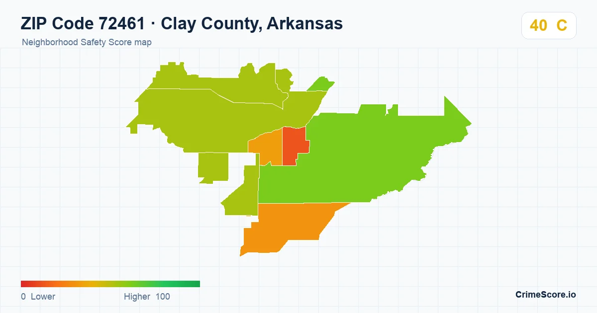 ZIP Code 72461 in Clay County, Arkansas neighborhood Safety Score map
