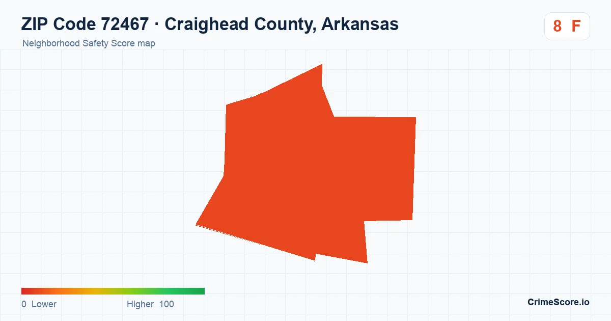ZIP Code 72467 in Craighead County, Arkansas neighborhood Safety Score map