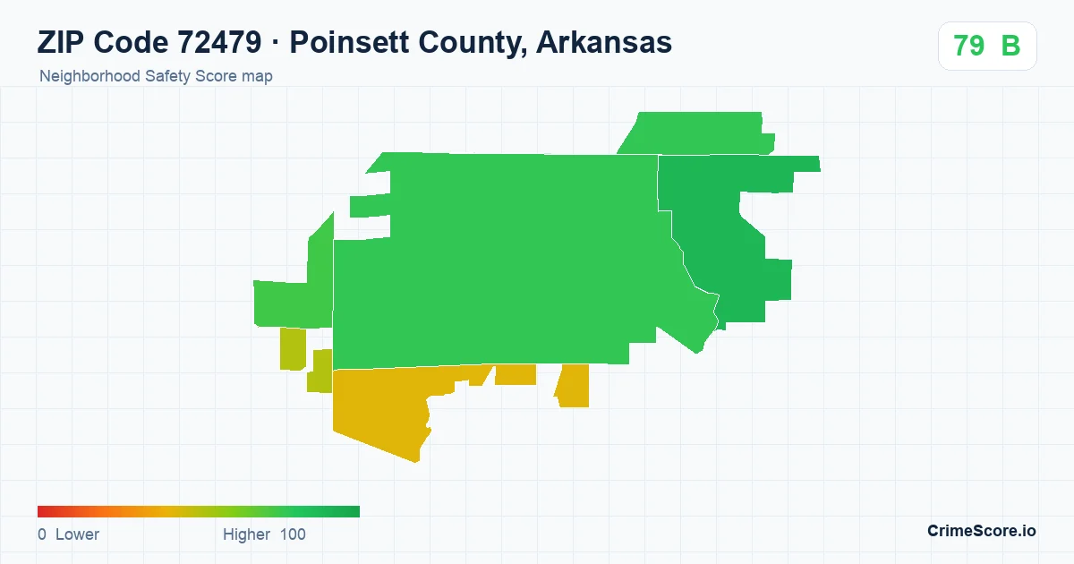 ZIP Code 72479 in Poinsett County, Arkansas neighborhood Safety Score map