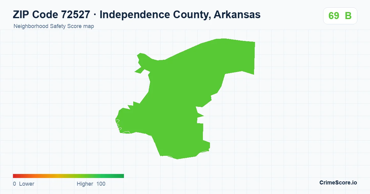 ZIP Code 72527 in Independence County, Arkansas neighborhood Safety Score map