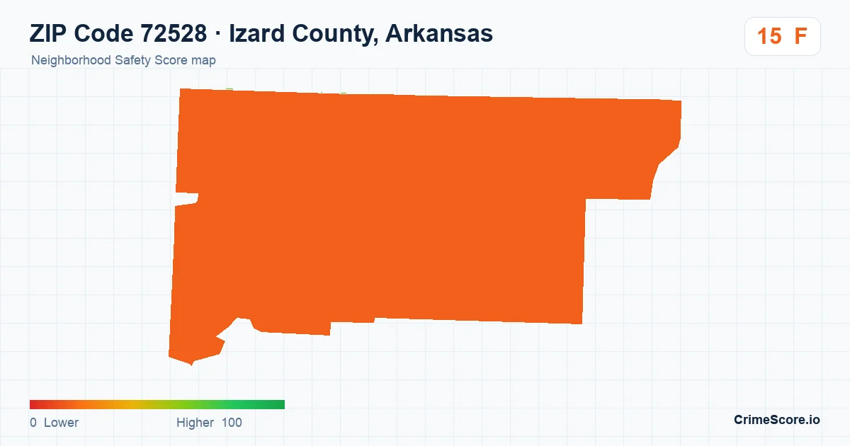 ZIP Code 72528 in Izard County, Arkansas neighborhood Safety Score map