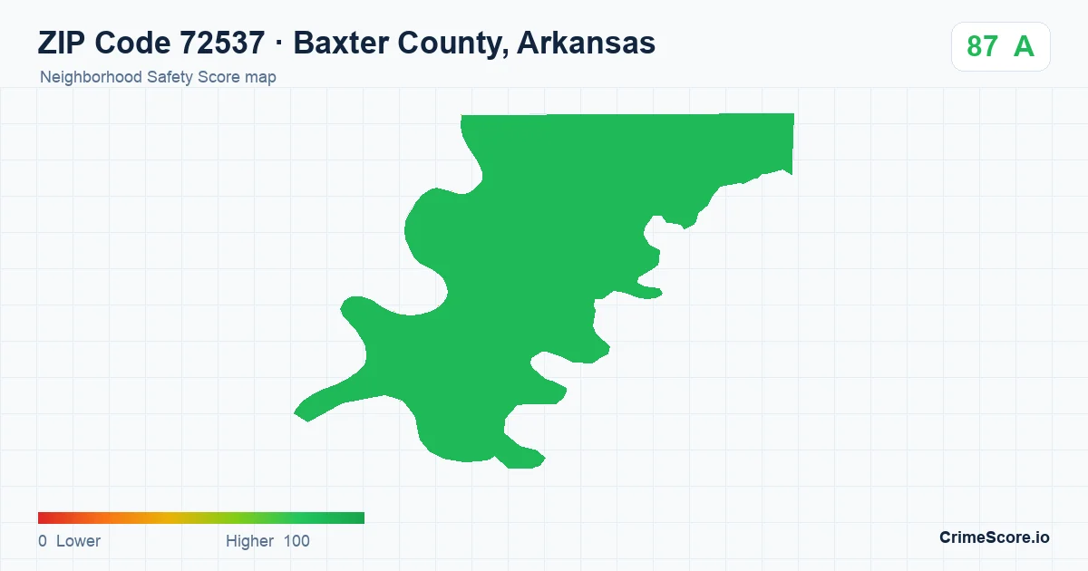 ZIP Code 72537 in Baxter County, Arkansas neighborhood Safety Score map