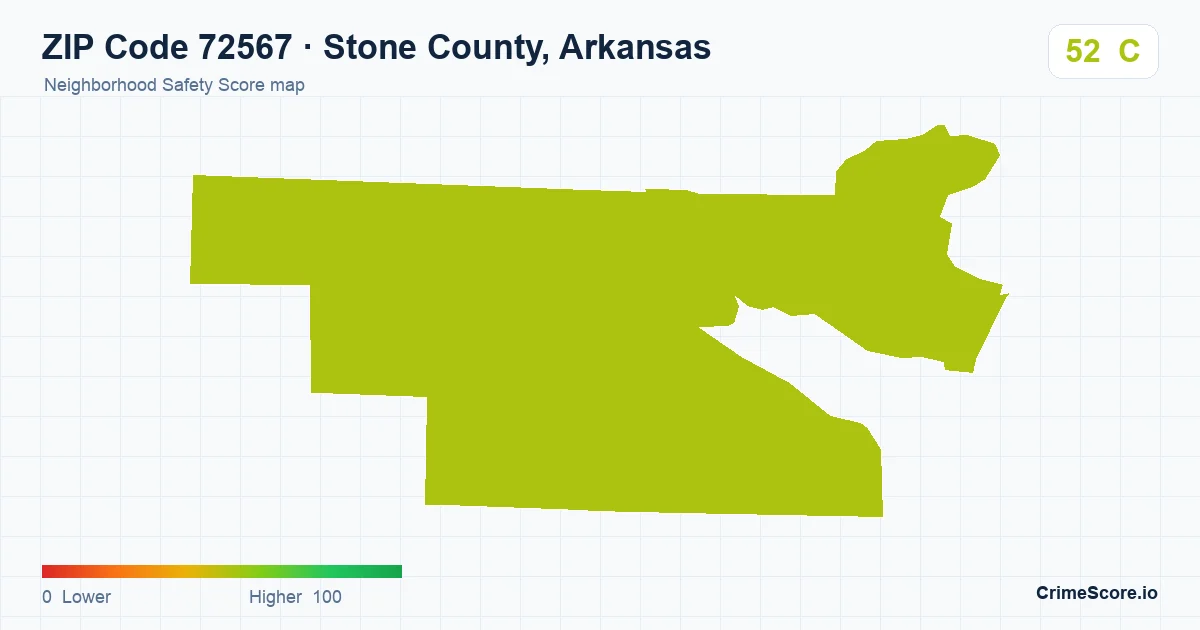 ZIP Code 72567 in Stone County, Arkansas neighborhood Safety Score map