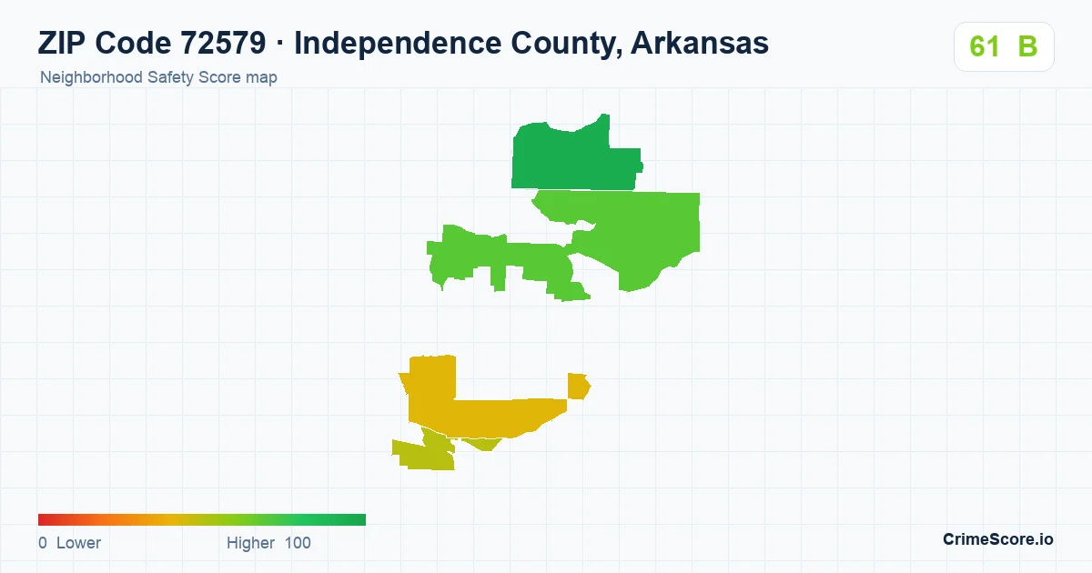 ZIP Code 72579 in Independence County, Arkansas neighborhood Safety Score map
