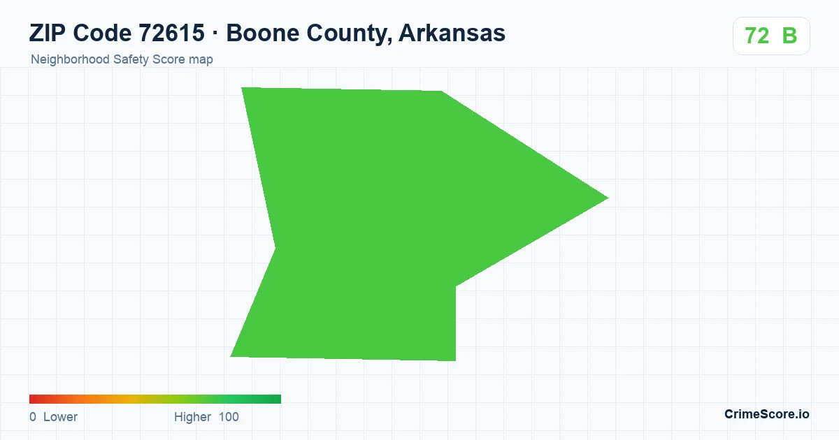 ZIP Code 72615 in Boone County, Arkansas neighborhood Safety Score map