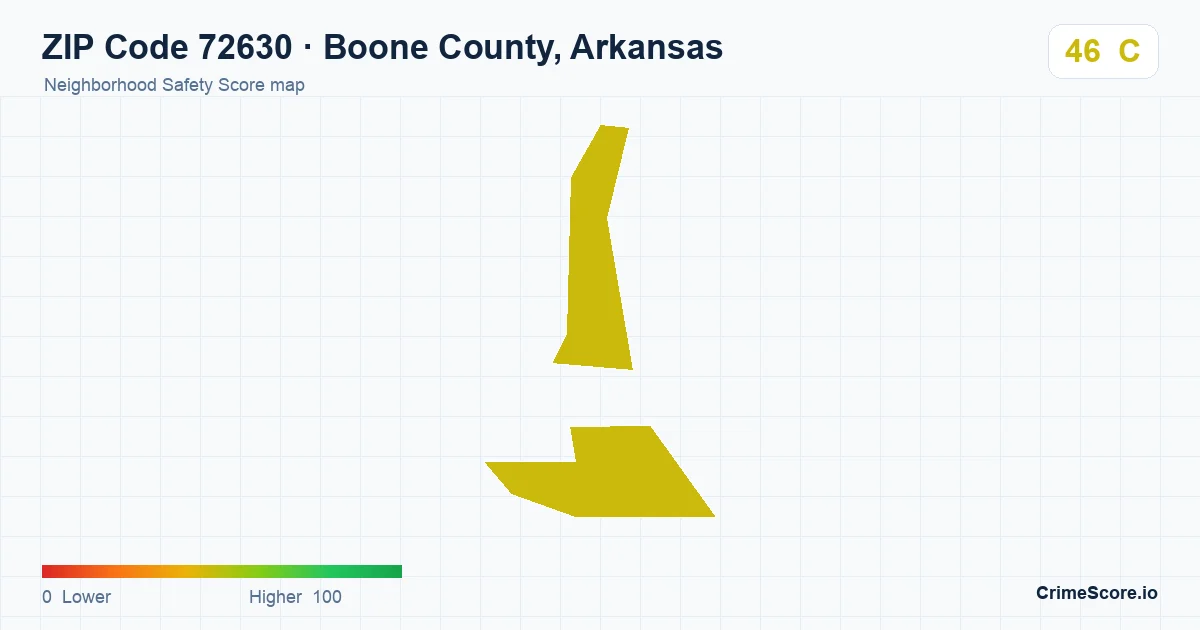 ZIP Code 72630 in Boone County, Arkansas neighborhood Safety Score map
