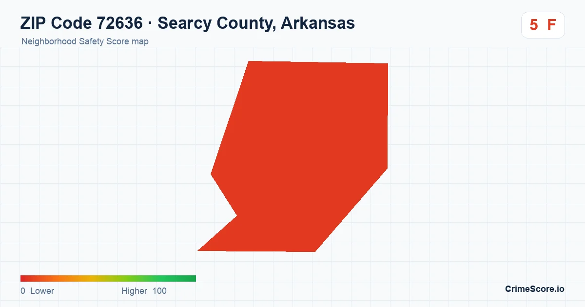 ZIP Code 72636 in Searcy County, Arkansas neighborhood Safety Score map