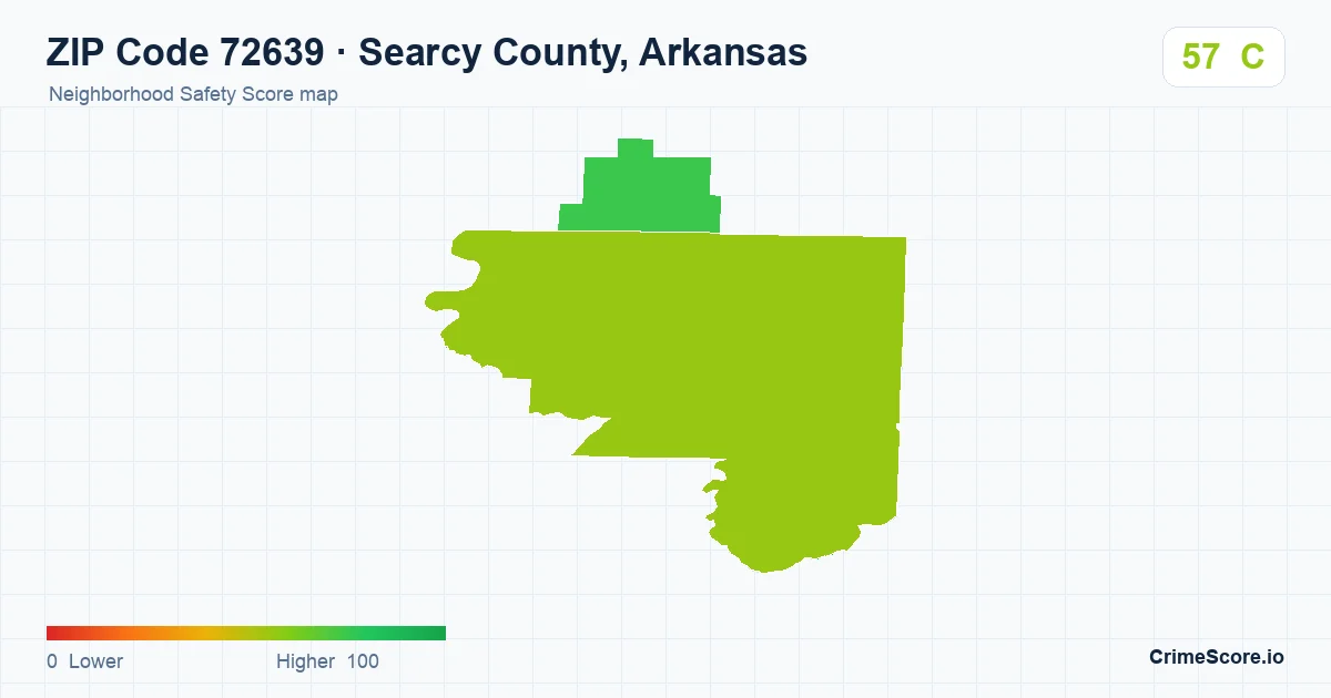 ZIP Code 72639 in Searcy County, Arkansas neighborhood Safety Score map