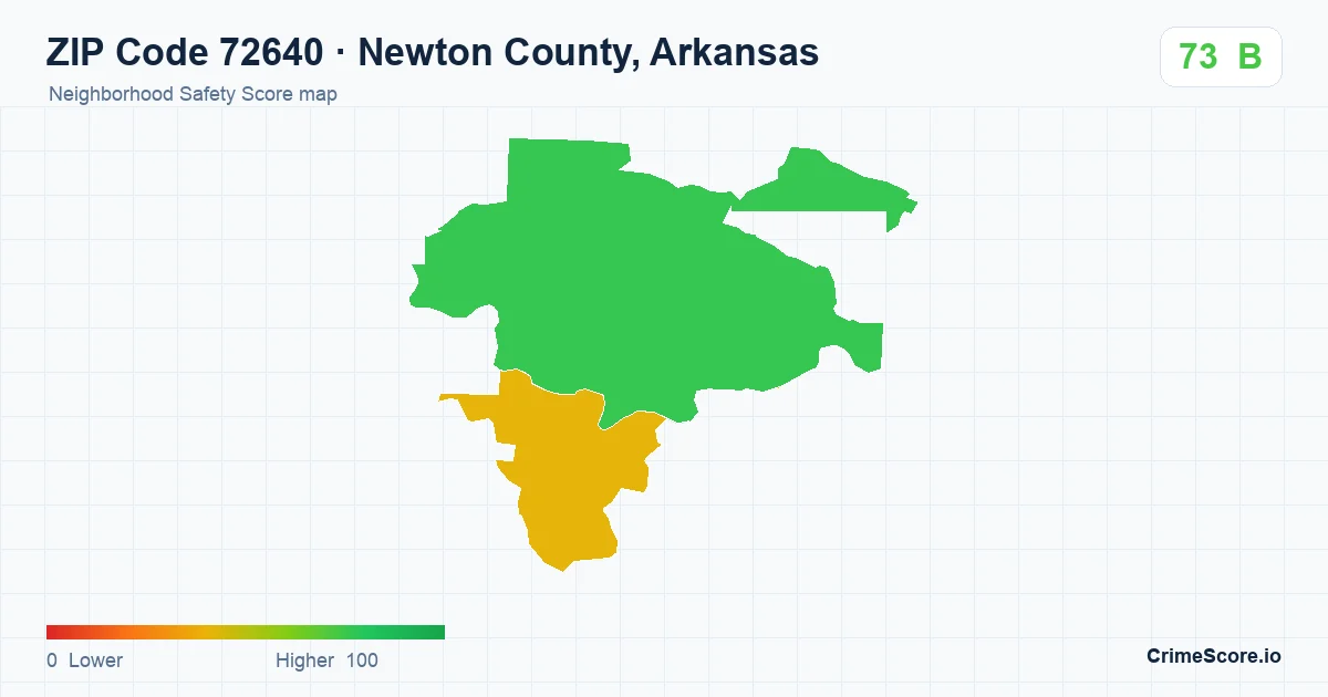 ZIP Code 72640 in Newton County, Arkansas neighborhood Safety Score map