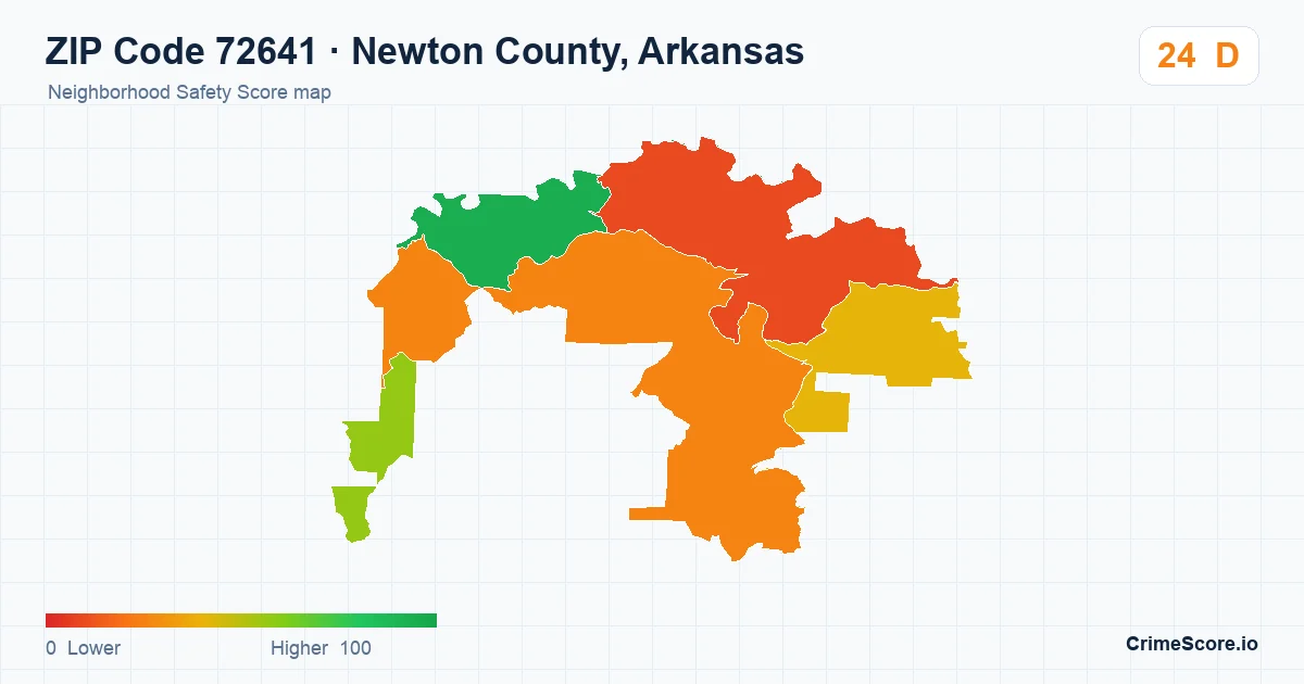 ZIP Code 72641 in Newton County, Arkansas neighborhood Safety Score map