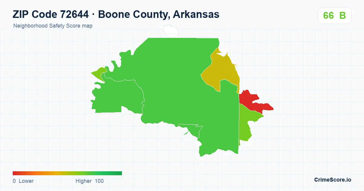 ZIP Code 72644 in Boone County, Arkansas neighborhood Safety Score map