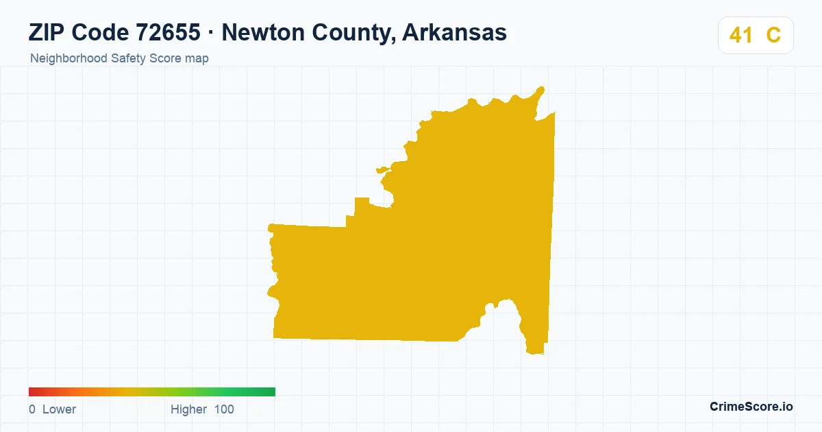 ZIP Code 72655 in Newton County, Arkansas neighborhood Safety Score map