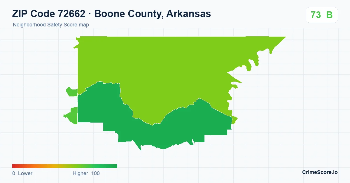 ZIP Code 72662 in Boone County, Arkansas neighborhood Safety Score map