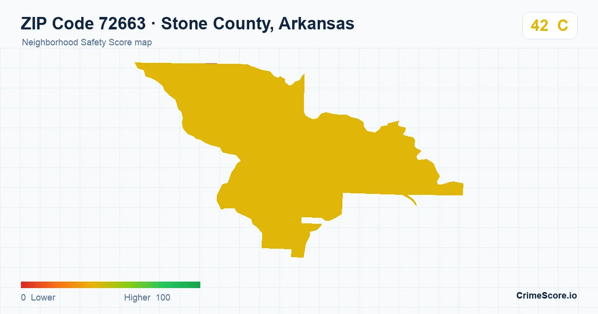 ZIP Code 72663 in Stone County, Arkansas neighborhood Safety Score map