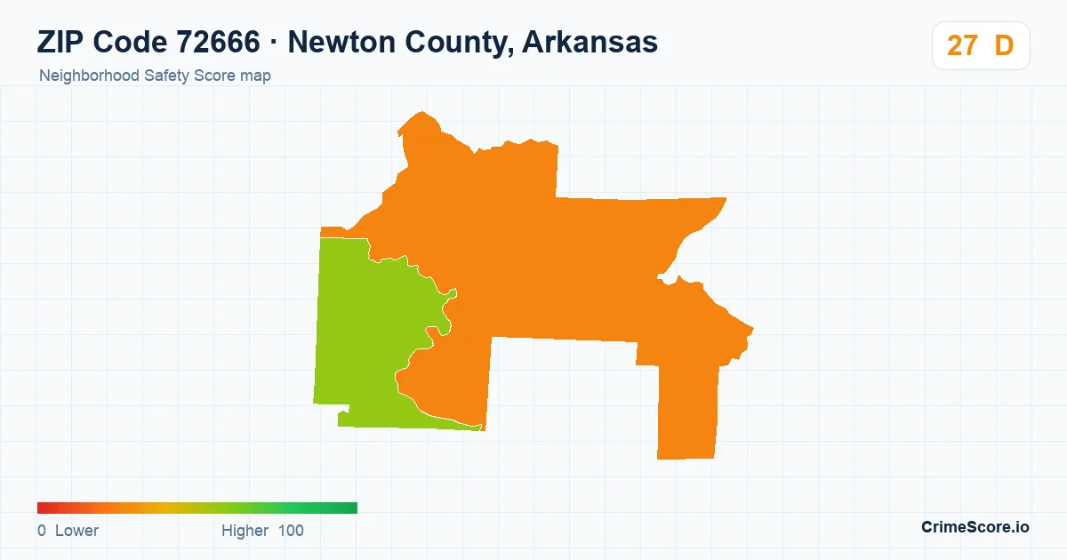ZIP Code 72666 in Newton County, Arkansas neighborhood Safety Score map