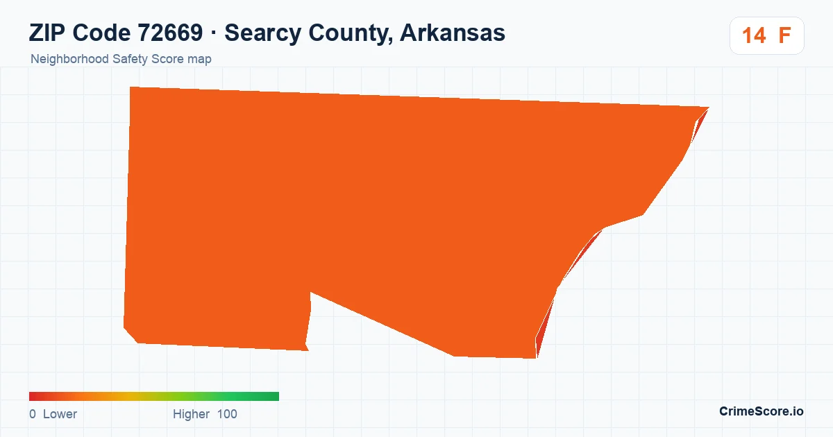 ZIP Code 72669 in Searcy County, Arkansas neighborhood Safety Score map