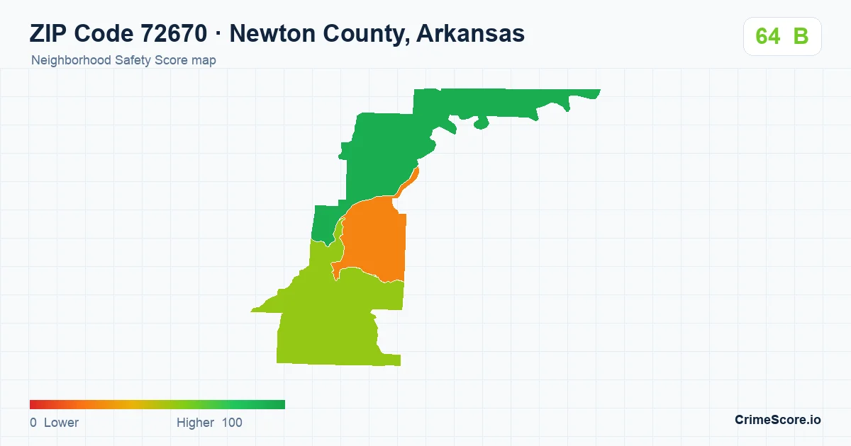 ZIP Code 72670 in Newton County, Arkansas neighborhood Safety Score map