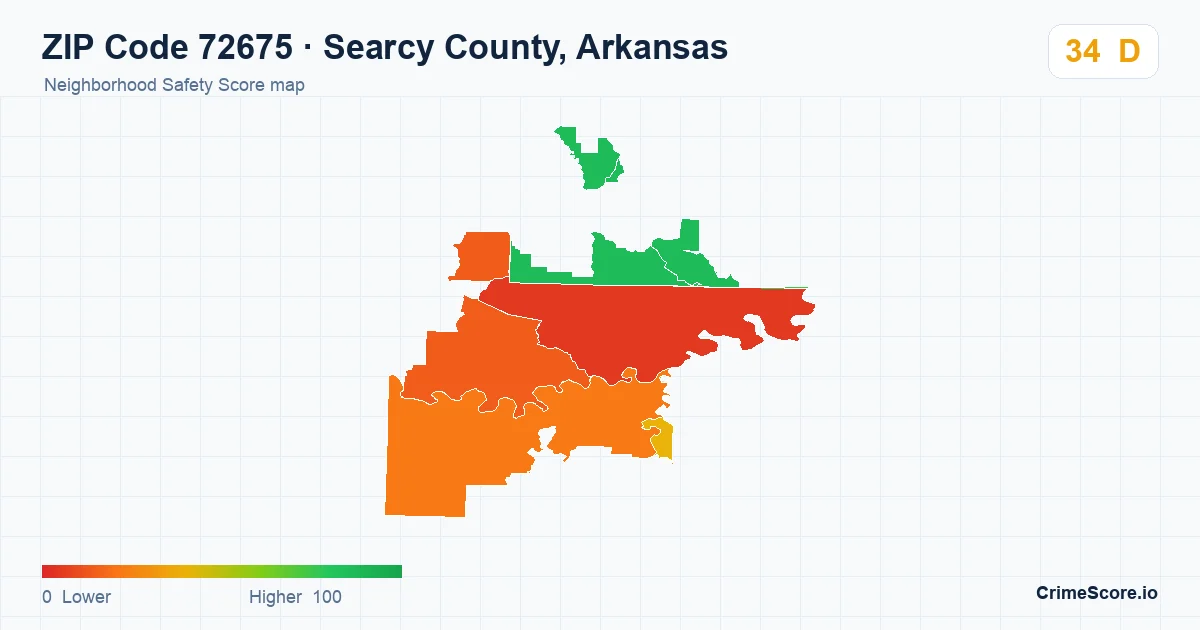 ZIP Code 72675 in Searcy County, Arkansas neighborhood Safety Score map