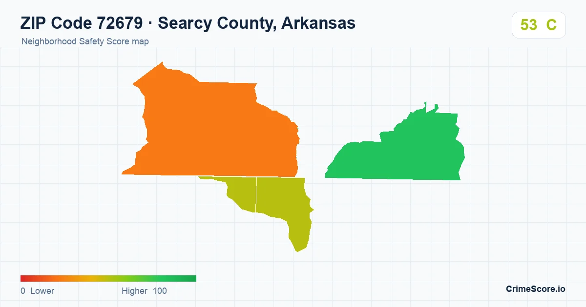ZIP Code 72679 in Searcy County, Arkansas neighborhood Safety Score map