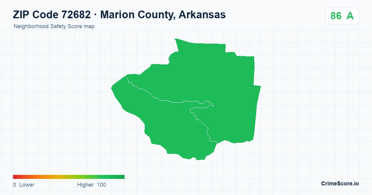 ZIP Code 72682 in Marion County, Arkansas neighborhood Safety Score map