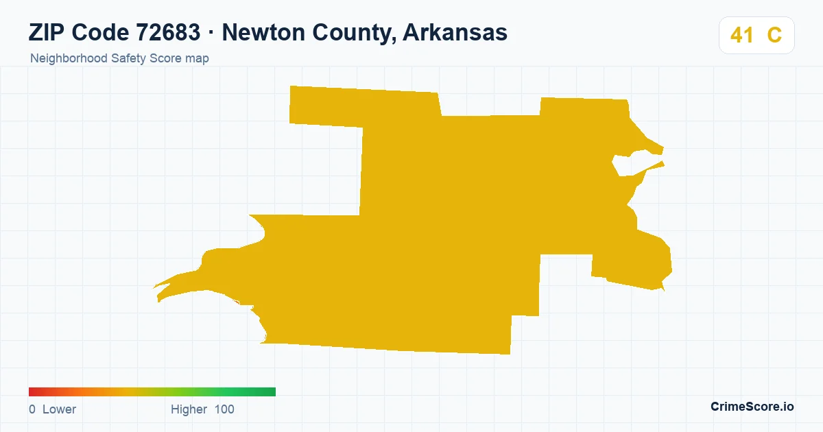 ZIP Code 72683 in Newton County, Arkansas neighborhood Safety Score map