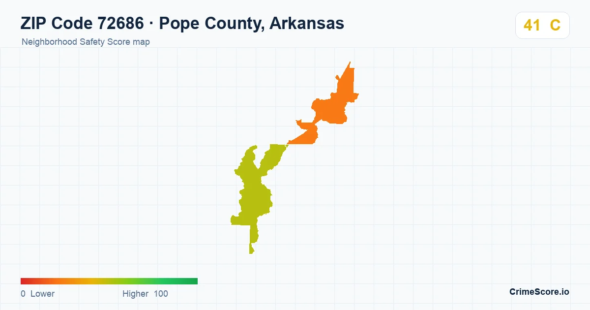 ZIP Code 72686 in Pope County, Arkansas neighborhood Safety Score map