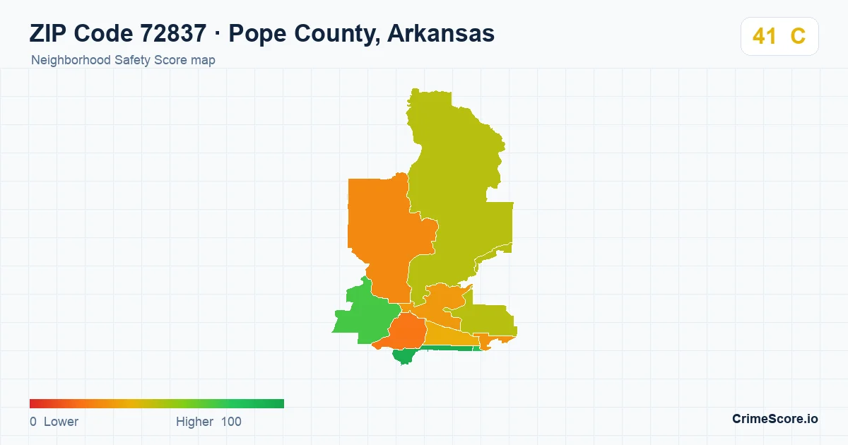 ZIP Code 72837 in Pope County, Arkansas neighborhood Safety Score map