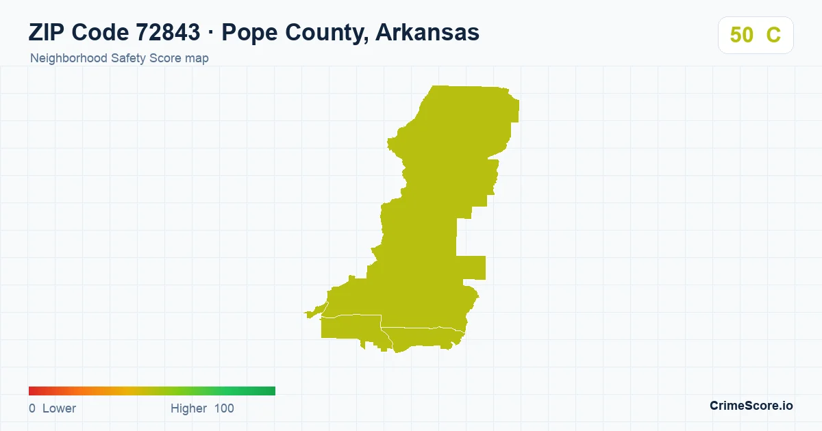 ZIP Code 72843 in Pope County, Arkansas neighborhood Safety Score map