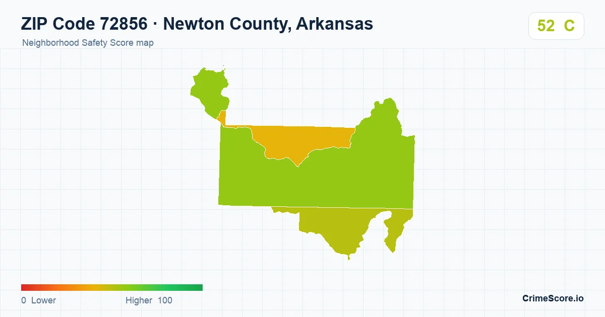 ZIP Code 72856 in Newton County, Arkansas neighborhood Safety Score map