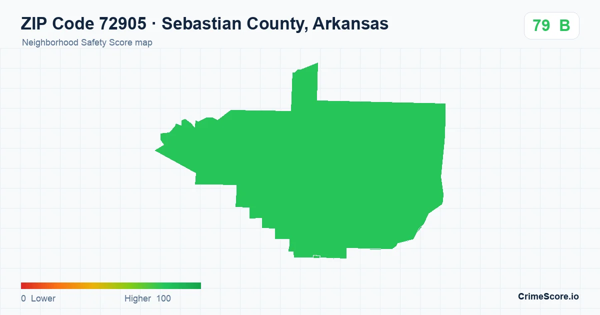 ZIP Code 72905 in Sebastian County, Arkansas neighborhood Safety Score map