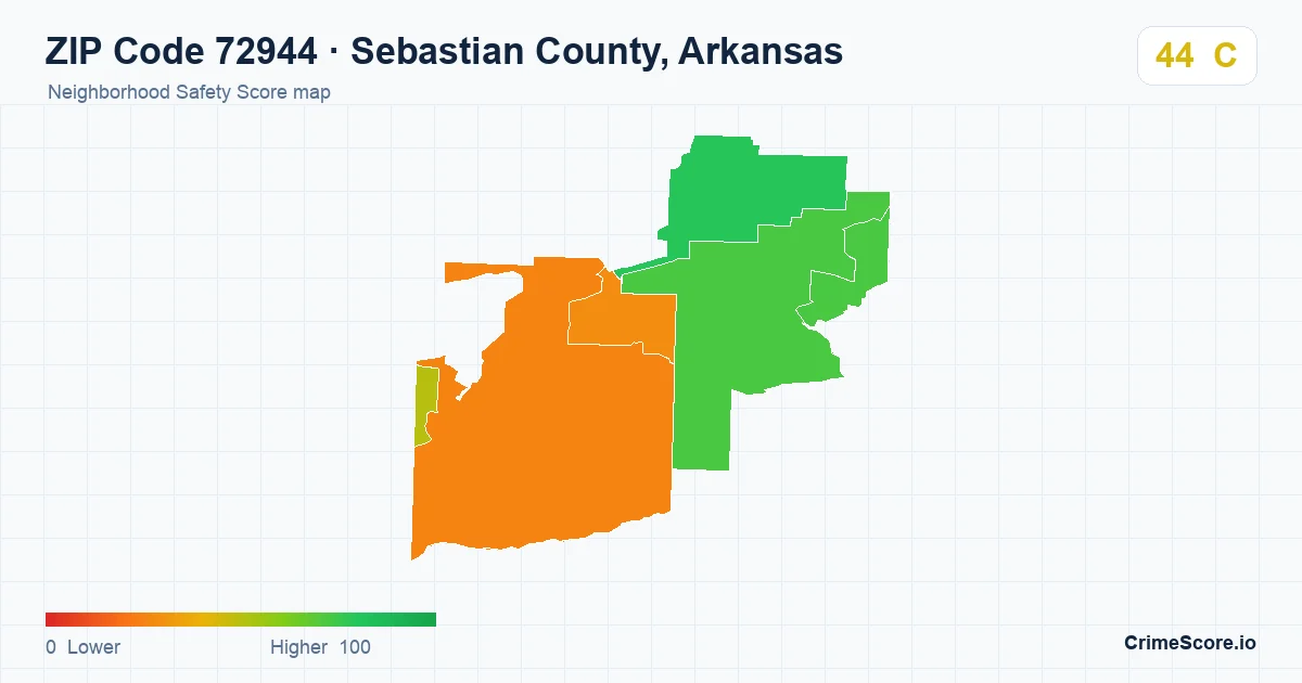 ZIP Code 72944 in Sebastian County, Arkansas neighborhood Safety Score map
