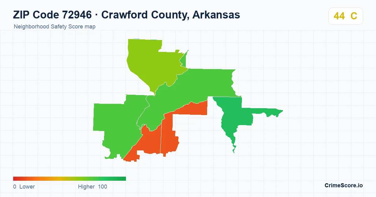 ZIP Code 72946 in Crawford County, Arkansas neighborhood Safety Score map