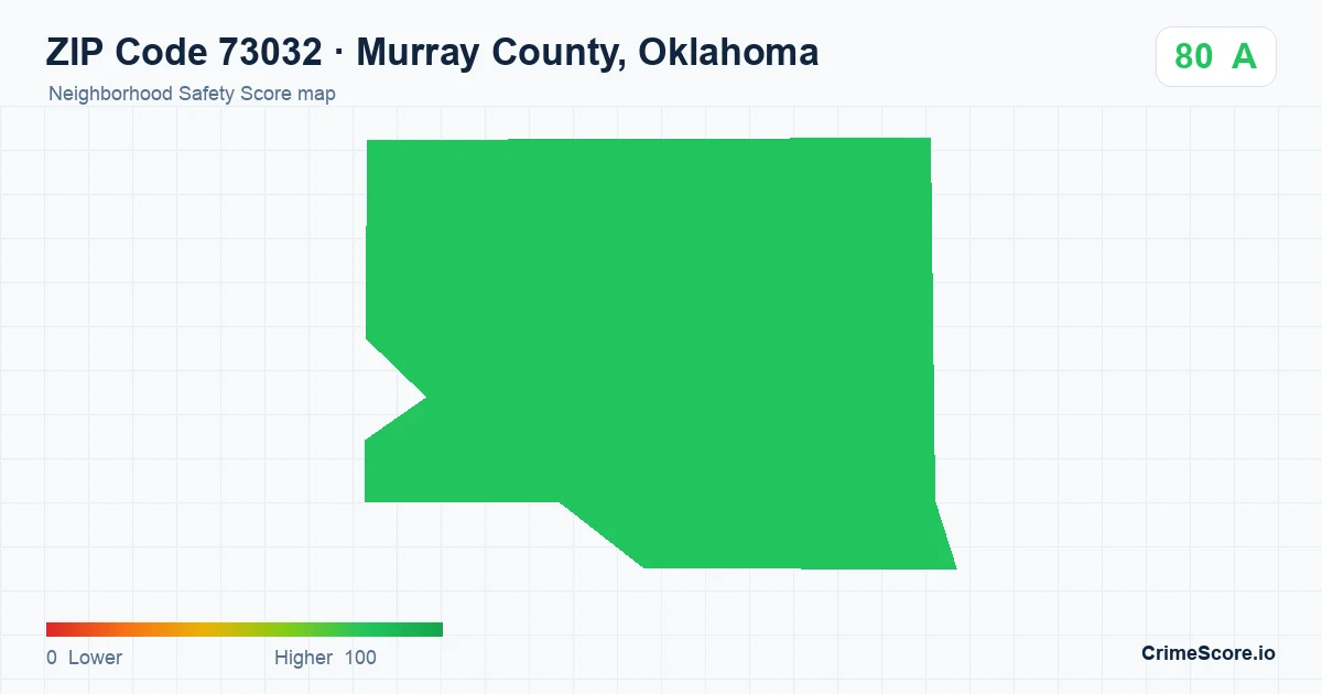 ZIP Code 73032 in Murray County, Oklahoma neighborhood Safety Score map