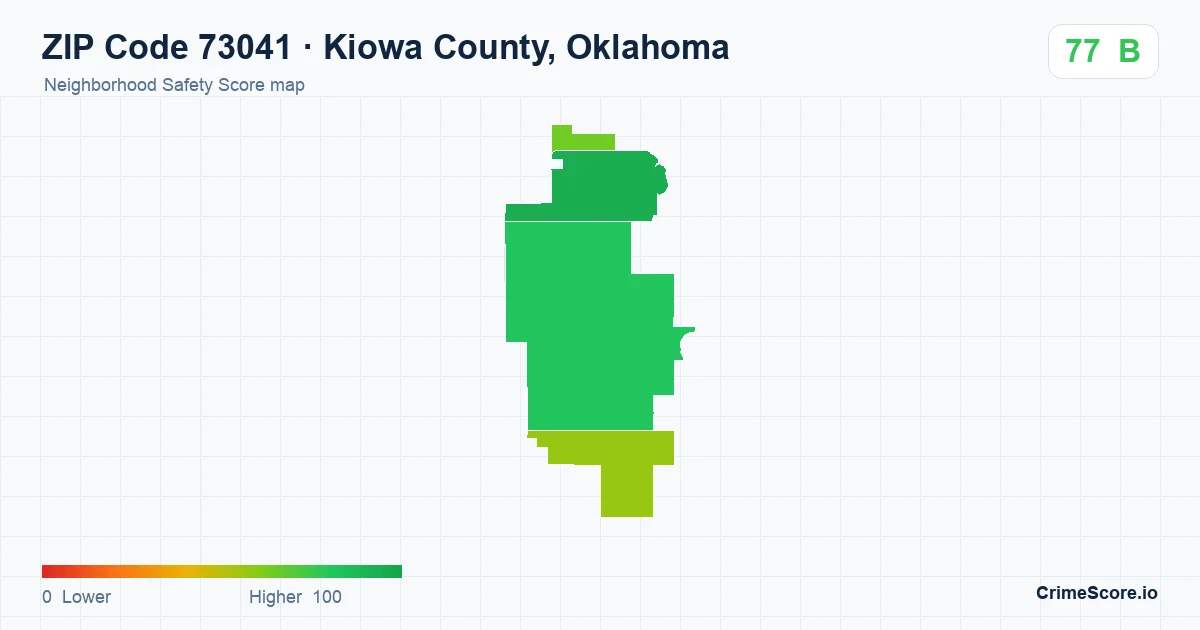 ZIP Code 73041 in Kiowa County, Oklahoma neighborhood Safety Score map