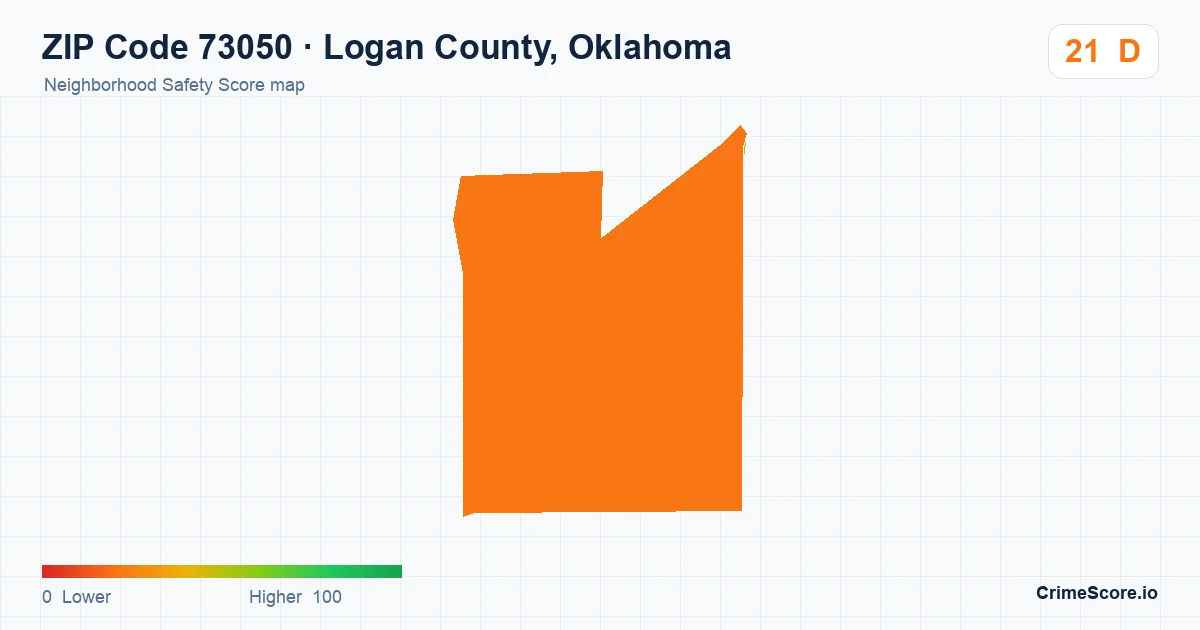 ZIP Code 73050 in Logan County, Oklahoma neighborhood Safety Score map