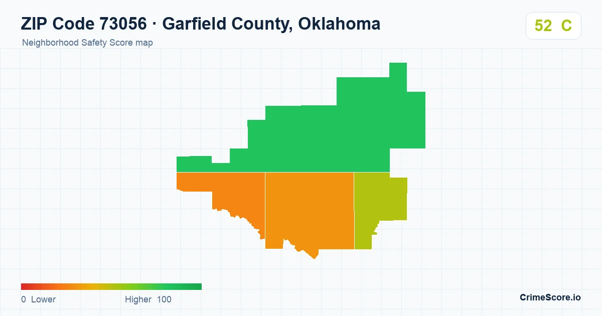 ZIP Code 73056 in Garfield County, Oklahoma neighborhood Safety Score map