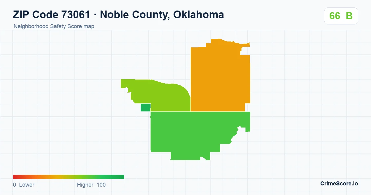 ZIP Code 73061 in Noble County, Oklahoma neighborhood Safety Score map