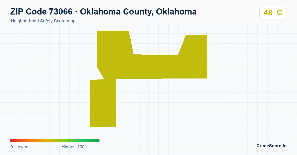 ZIP Code 73066 in Oklahoma County, Oklahoma neighborhood Safety Score map