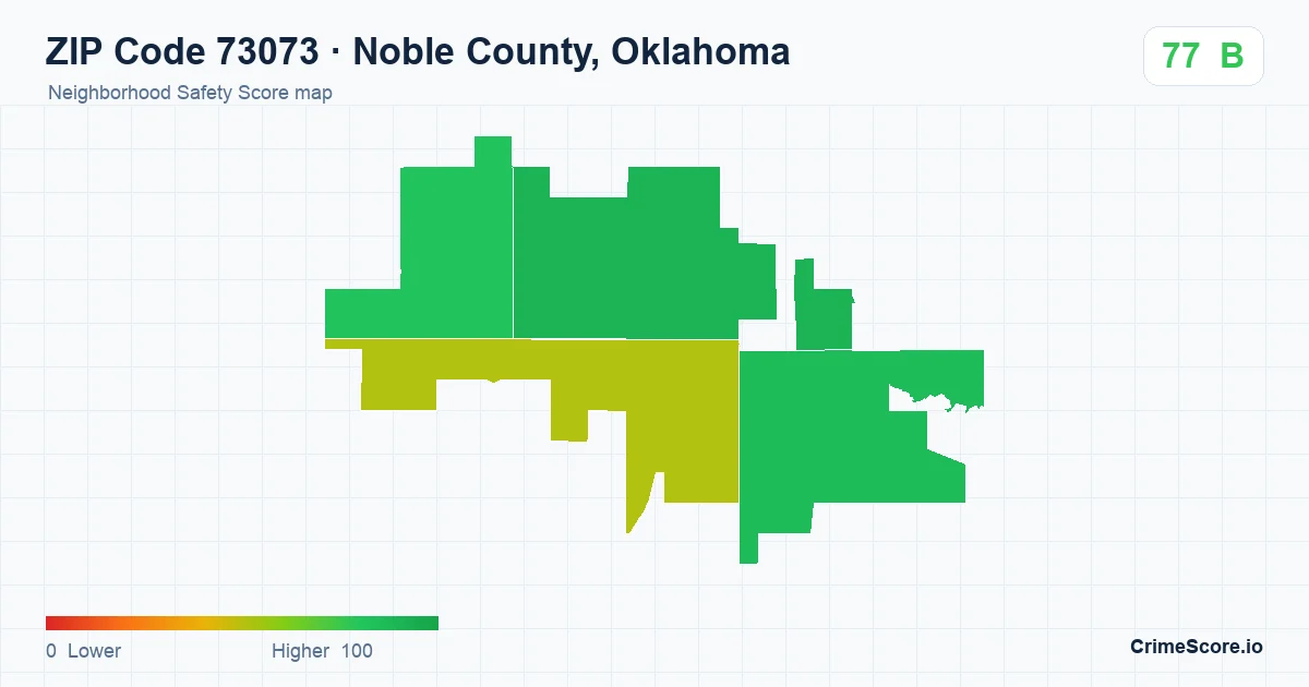 ZIP Code 73073 in Noble County, Oklahoma neighborhood Safety Score map