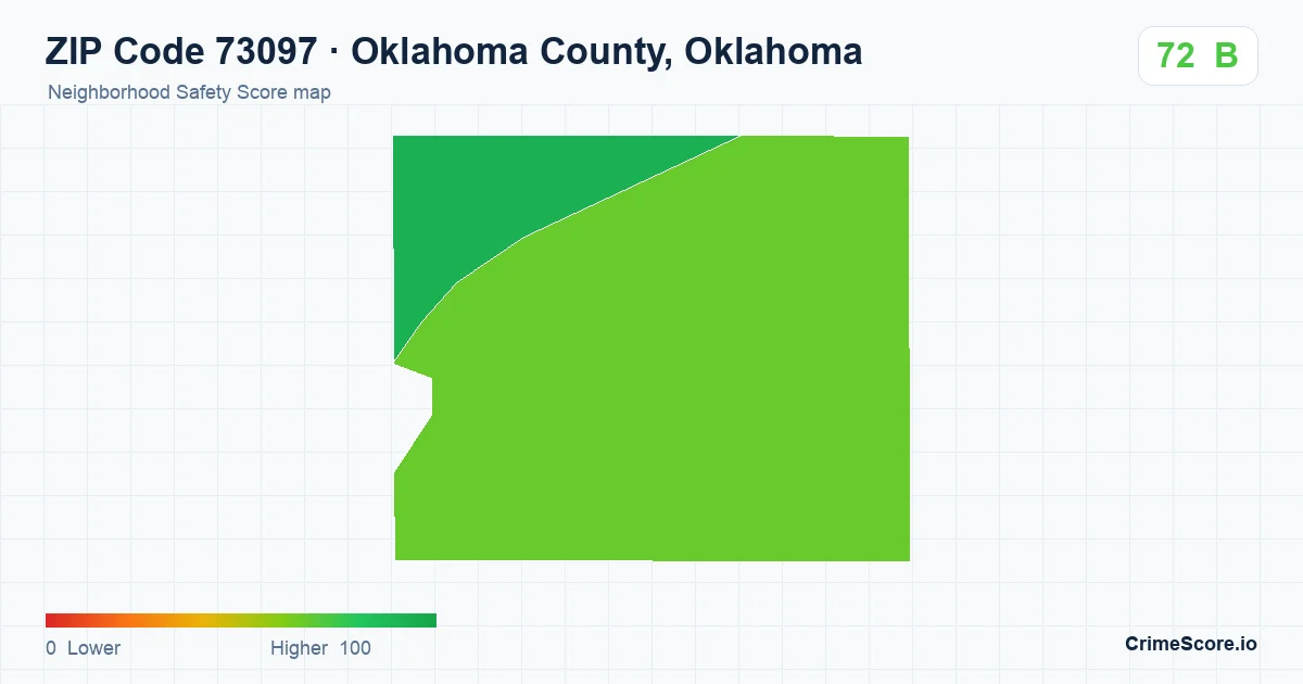 ZIP Code 73097 in Oklahoma County, Oklahoma neighborhood Safety Score map