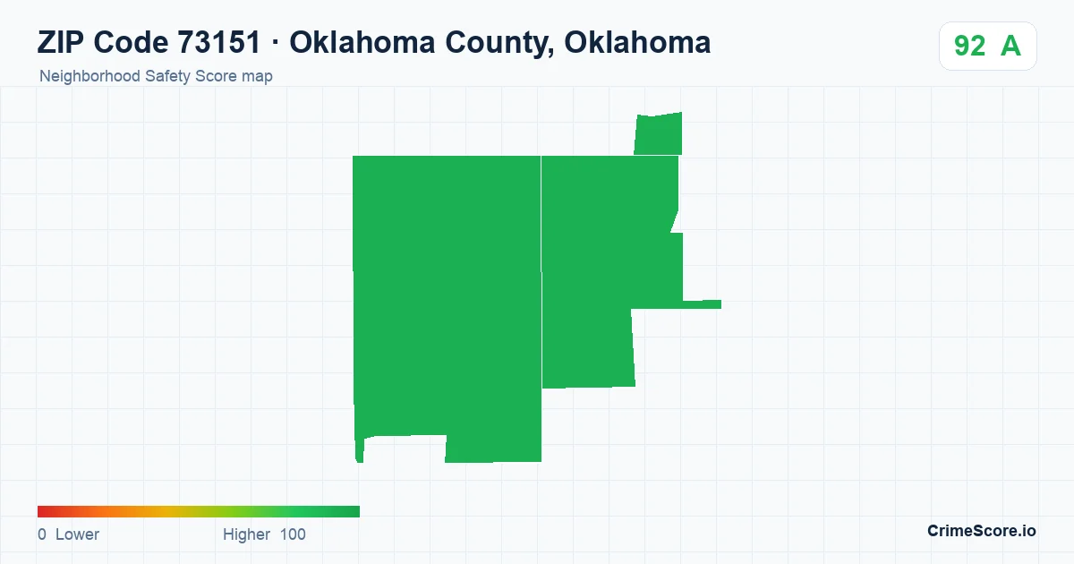 ZIP Code 73151 in Oklahoma County, Oklahoma neighborhood Safety Score map