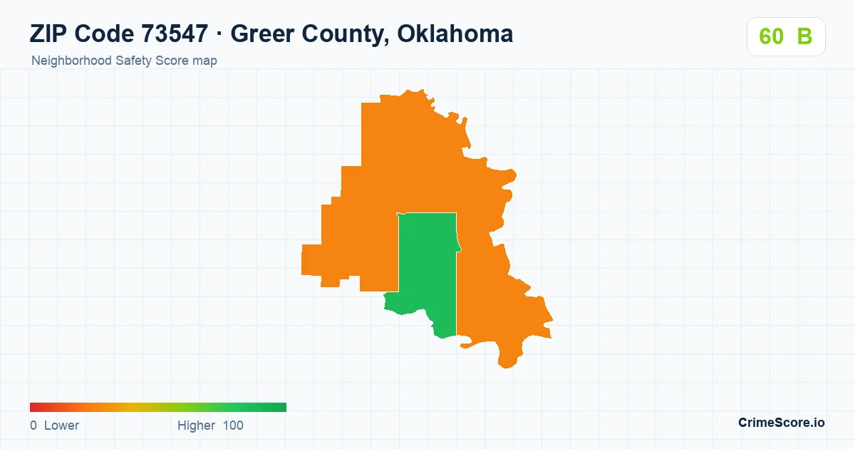 ZIP Code 73547 in Greer County, Oklahoma neighborhood Safety Score map