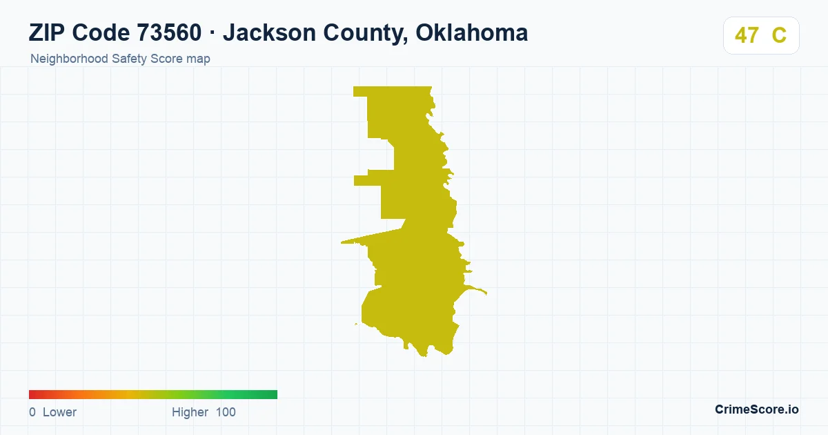 ZIP Code 73560 in Jackson County, Oklahoma neighborhood Safety Score map