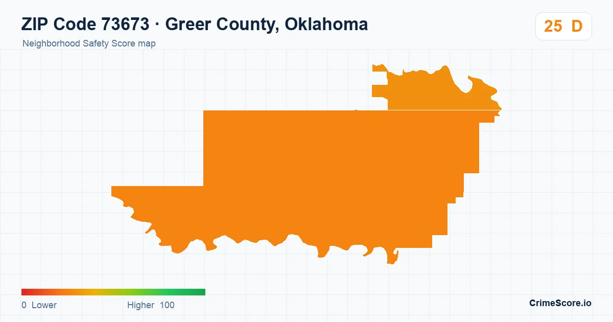 ZIP Code 73673 in Greer County, Oklahoma neighborhood Safety Score map