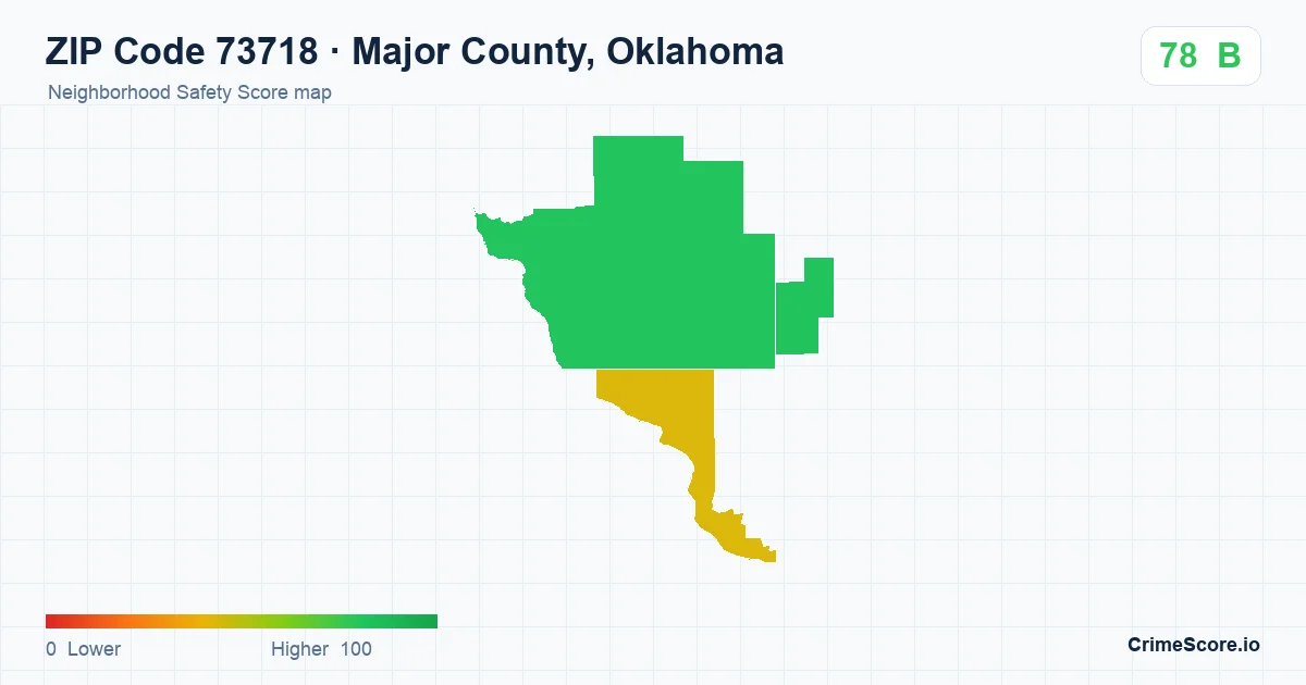 ZIP Code 73718 in Major County, Oklahoma neighborhood Safety Score map