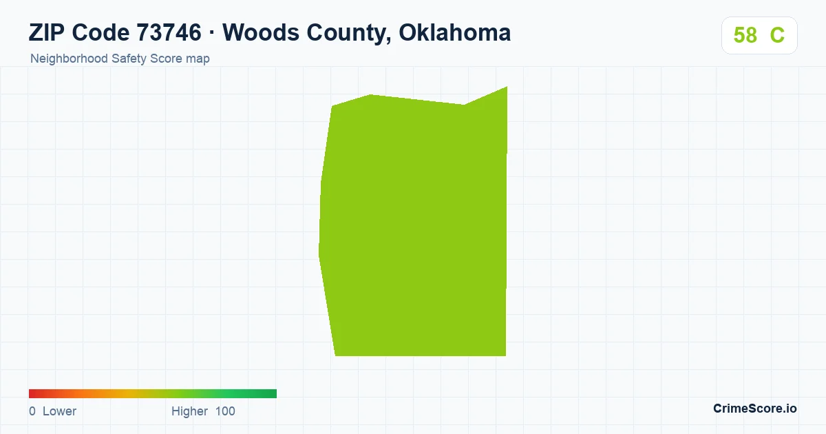 ZIP Code 73746 in Woods County, Oklahoma neighborhood Safety Score map