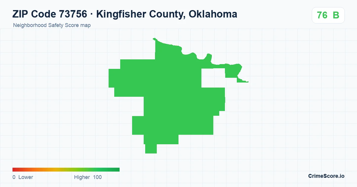 ZIP Code 73756 in Kingfisher County, Oklahoma neighborhood Safety Score map