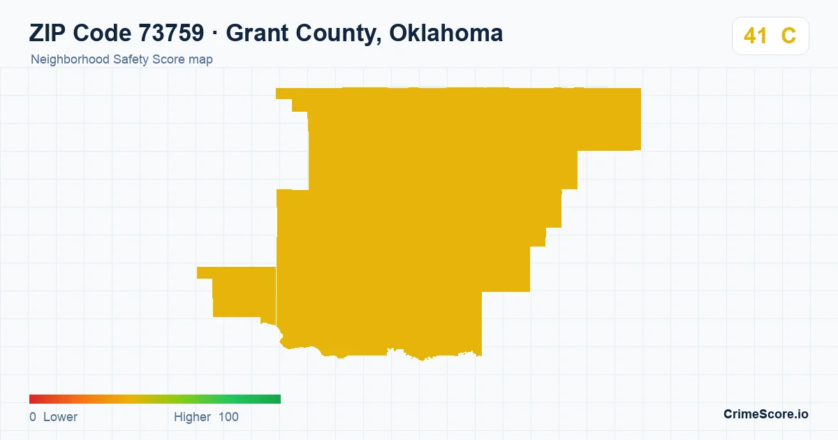 ZIP Code 73759 in Grant County, Oklahoma neighborhood Safety Score map