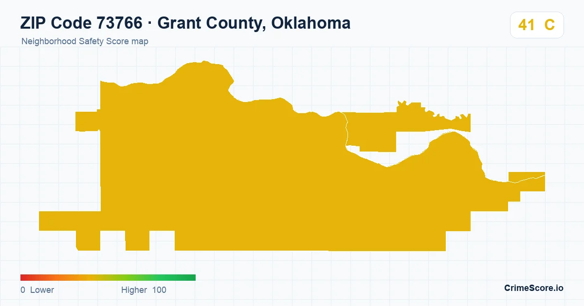 ZIP Code 73766 in Grant County, Oklahoma neighborhood Safety Score map