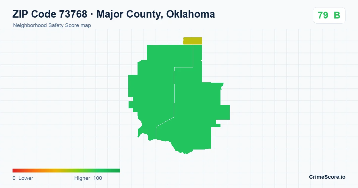 ZIP Code 73768 in Major County, Oklahoma neighborhood Safety Score map
